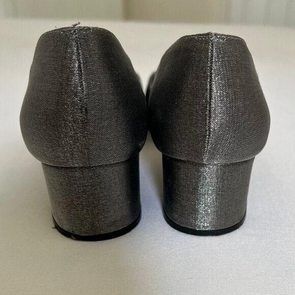 Stuart Weitzman Silver Sparkle Charm Block Heels Size 9B - Picture 5 of 7